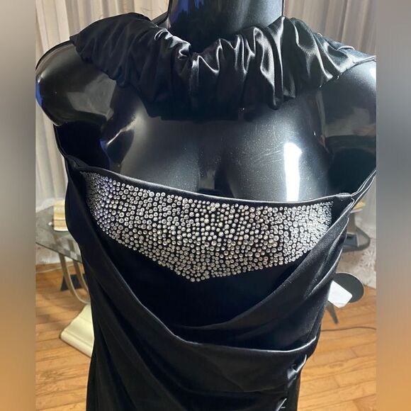 Maria Bonita Black Celebrity Dress Style Strap Shoulder Bodycon Pencil dress L - Picture 6 of 16